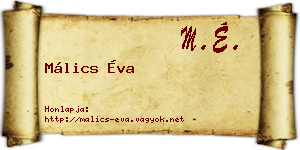 Málics Éva névjegykártya